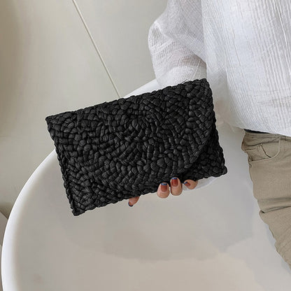 Yogodlns Corn Husk Weave Dinner Clutch Bag Women's Fashion Simple Straw Large Purse Woman Summer Casual Vacation Ladies Wallet