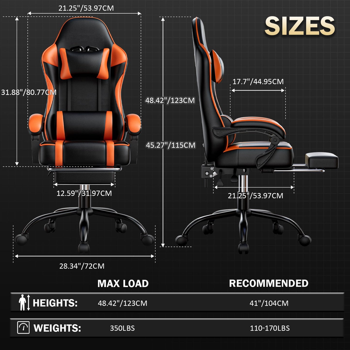 Cadeira Gamer com Apoio para os Pés, Cadeira de Videogame de Couro PU para Adultos, Cadeira Gamer Reclinável para Escritório