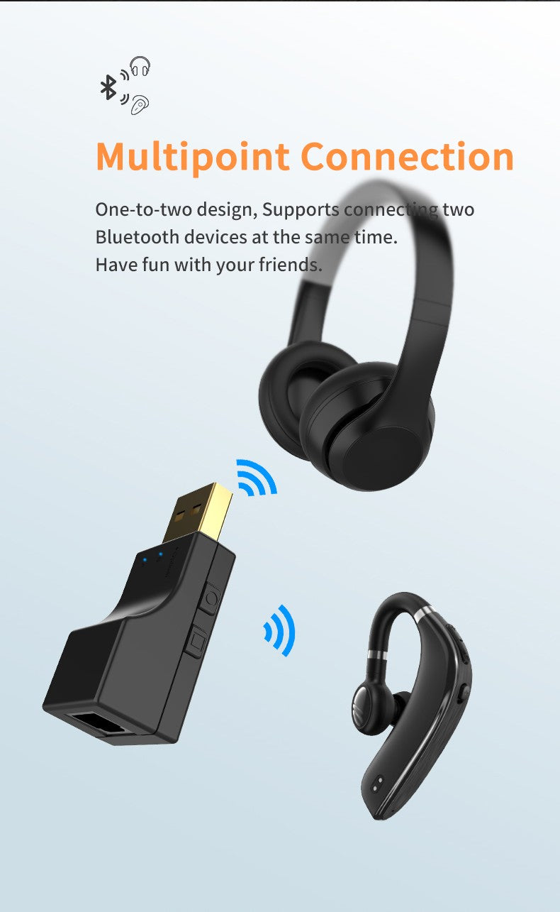 USB Optical Wireless Bluetooth 5.4 Transmitter 2 in 1 Audio Adapter Low Lantency For TV PC PS3/PS4/Xbox Wireless Audio Adapter