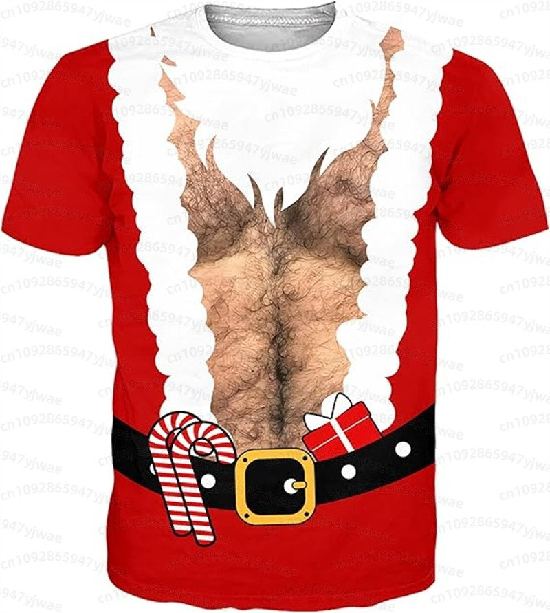 Funny muscular man pattern spoof 3D print sport Quick-dry Breatha men's T-shirt outdoor street role-playing  cosplay t-shirt