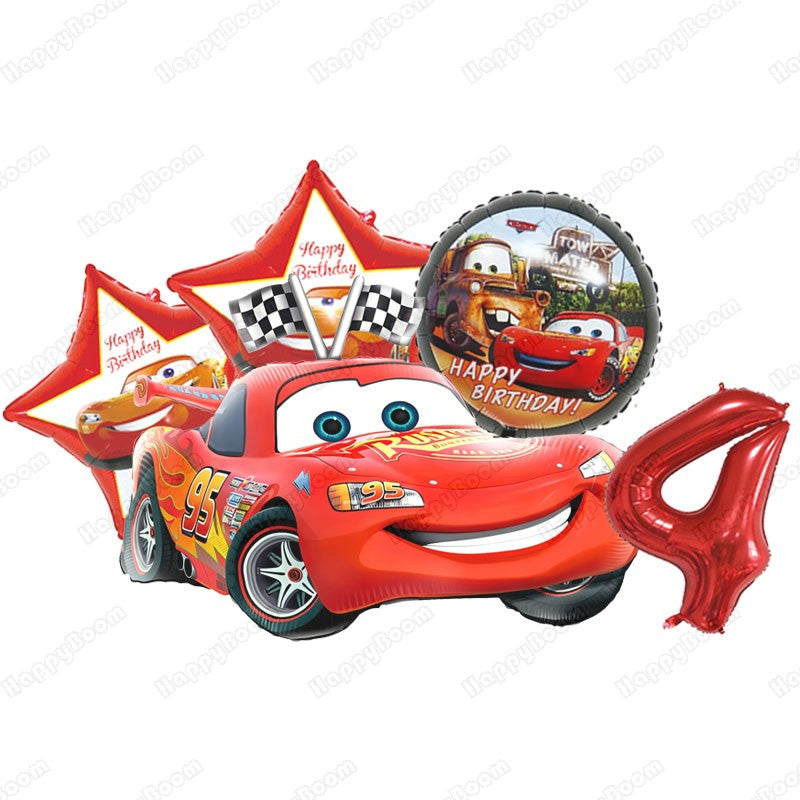 Cartoon Lightning Car Theme Foil Balloons Set Number 1-9 Balloon Cartoon Car Happy Birthday Party Decoration Supplies Party Prop