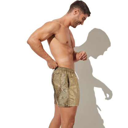 150g Mens Summer Beach Shorts Plus Size Glittering Swimming Boxer Underpants 100% Polyester Solid Plaid String Board Short