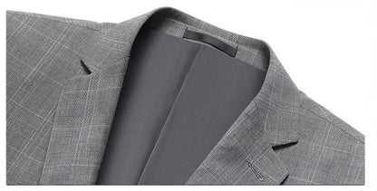 2024 Men's Checkered Business Casual Suit Two-Piece Set Polyester Wedding Trend Handsome Boutique Suit + Trousers