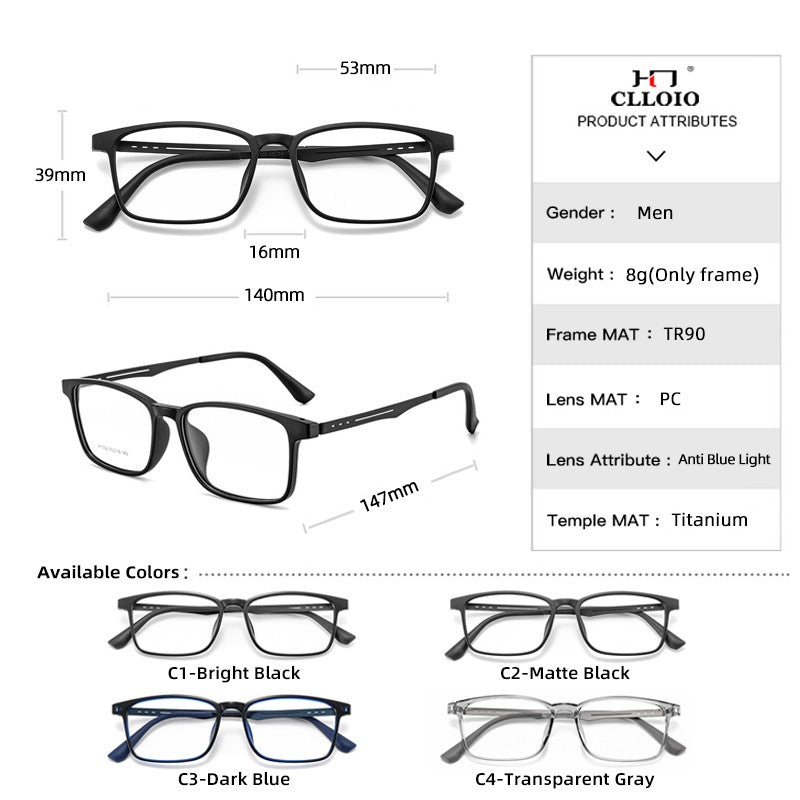 CLLOIO High Quality UltraLight Flexible Titanium Reading Glasses Anti Blue Light Myopia Glasses Prescription Progressive Eyewear
