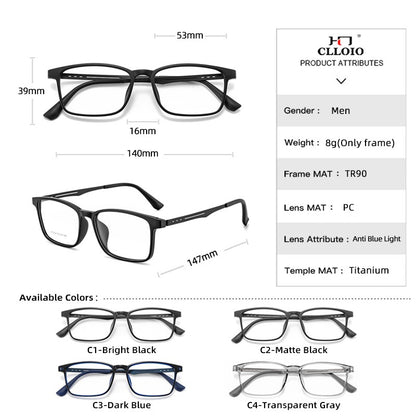 CLLOIO High Quality UltraLight Flexible Titanium Reading Glasses Anti Blue Light Myopia Glasses Prescription Progressive Eyewear