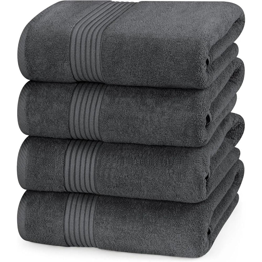 4-pack Bath Towel Set, (27 X 54 Inches) 100% Ring-spun Cotton, Quick-drying, Highly Absorbent, Soft Feel