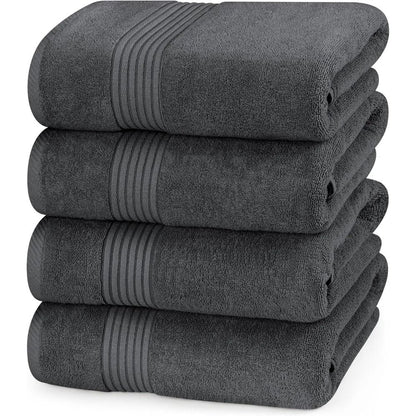 4-pack Bath Towel Set, (27 X 54 Inches) 100% Ring-spun Cotton, Quick-drying, Highly Absorbent, Soft Feel