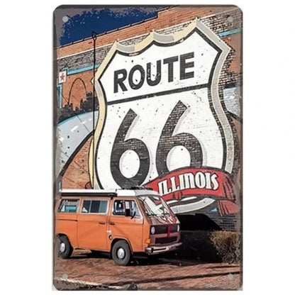 A retro Route 66 neon aluminum sign interesting Route 66 aluminum poster bar decoration restaurant decoration street decoration