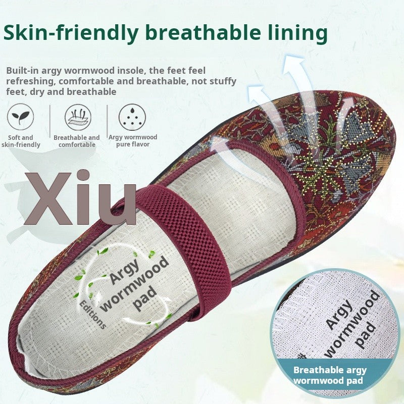 2025 New Women's cloth Shoes Soft soled comfort grandma footwear Casual lightweight lazy flats Ladies breathable non slip shoes