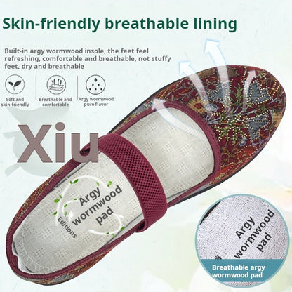 2025 New Women's cloth Shoes Soft soled comfort grandma footwear Casual lightweight lazy flats Ladies breathable non slip shoes