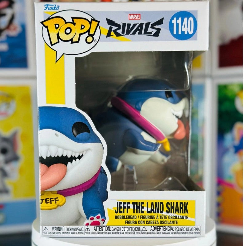 Boneco colecionável oficial e genuíno Funko Pop Marvel Rivals Jeff The Land Shark #1140, 3,2 polegadas, escultura em vinil