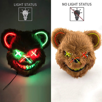 Hot Bloody Rabbit Bear Luminous LED Mask Halloween Horror Bunny Mask Carnival Party Props Cosplay Dress Up Headgear