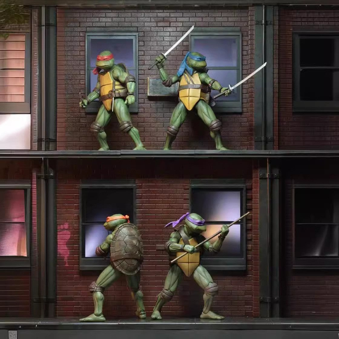 NECA 4 peças Boneco de Ação Tartarugas Ninja TMNT Edição Móvel Filmes Modelo Tartaruga Ninja Anime Infantil Para Presente de Boneca Brinquedo
