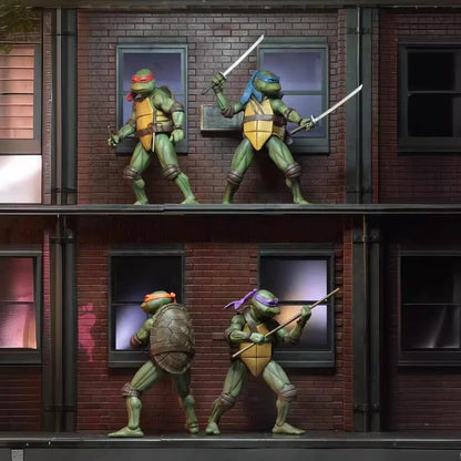 NECA 4 peças Boneco de Ação Tartarugas Ninja TMNT Edição Móvel Filmes Modelo Tartaruga Ninja Anime Infantil Para Presente de Boneca Brinquedo