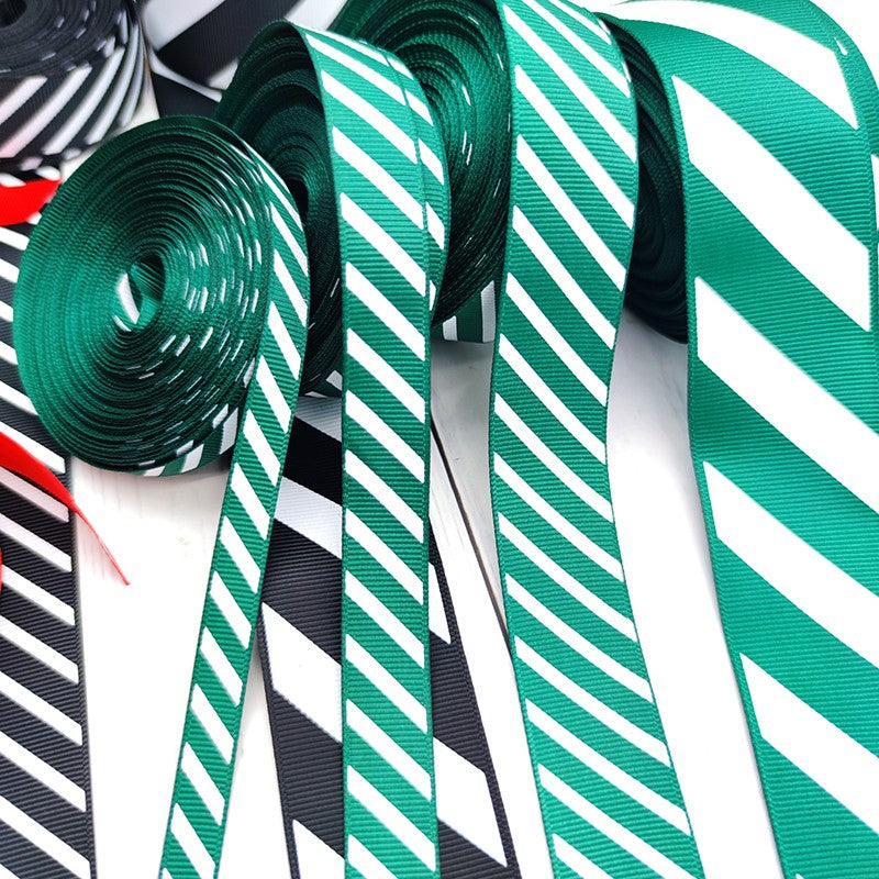 Diagonal Striped Thread Ribbon, 10 Yards Carnival Gift Box Packaging Ribbon for Holiday Scene Christmas Decoration