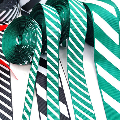 Diagonal Striped Thread Ribbon, 10 Yards Carnival Gift Box Packaging Ribbon for Holiday Scene Christmas Decoration