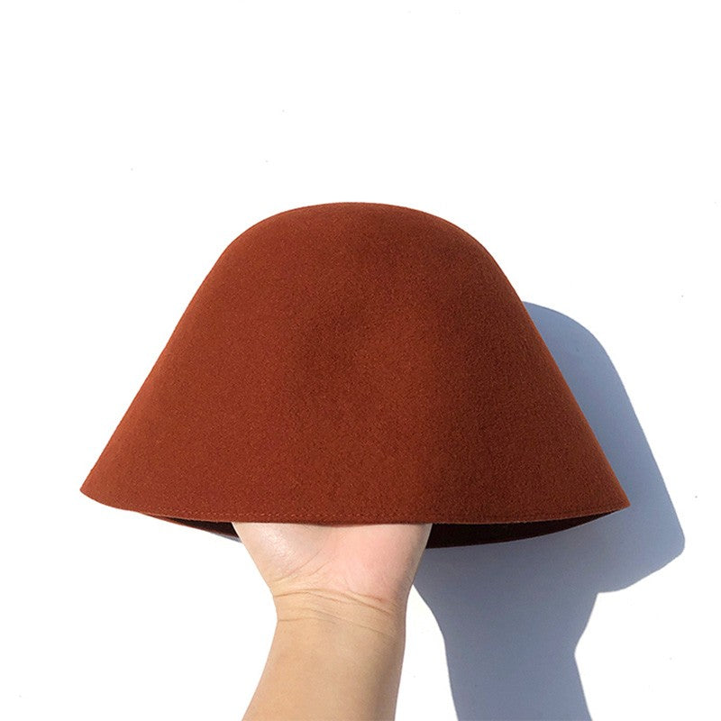 High Quality Wool Fisherman Hat Solid Color Bucket Hats Retro Bell-shaped Basin Cap For Woman Autumn Winter Warm Sun Visors Caps