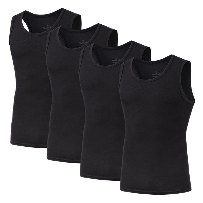 4Pcs/Pack Man Sleeveless T-shirt Solid Color Men's Tank Top Bamboo Fiber Undershirts Men Vest Suitable wear inside or outside