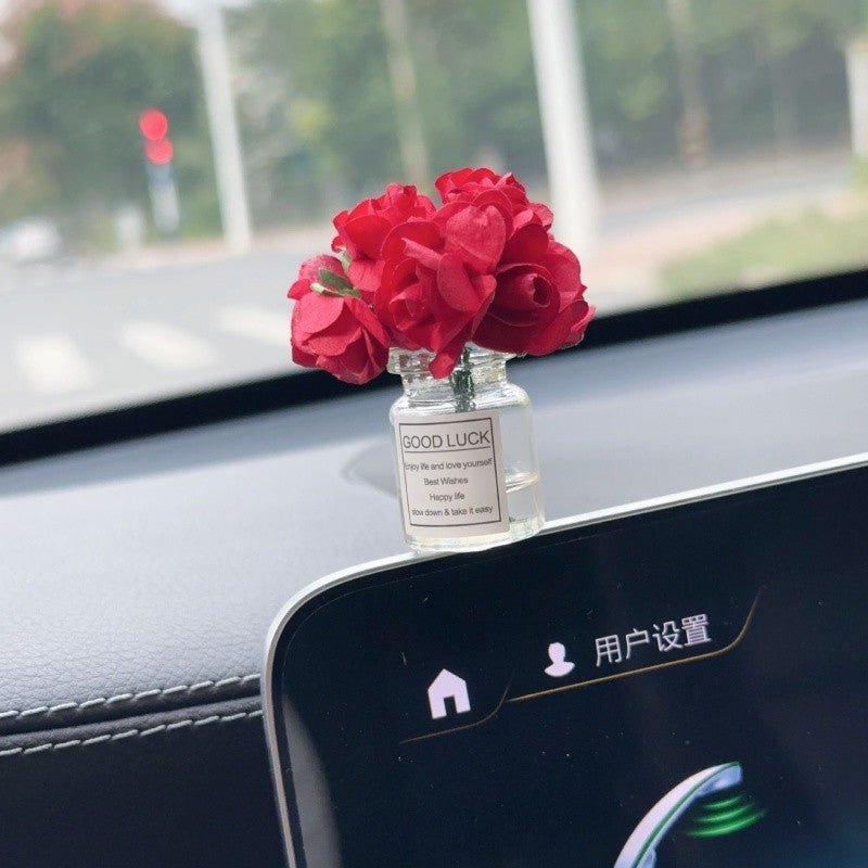 White Simulated Flower Vase Car Center Console Decoration Mini Vase Pink Purple Blue Yellow Simulated Flower Decoration