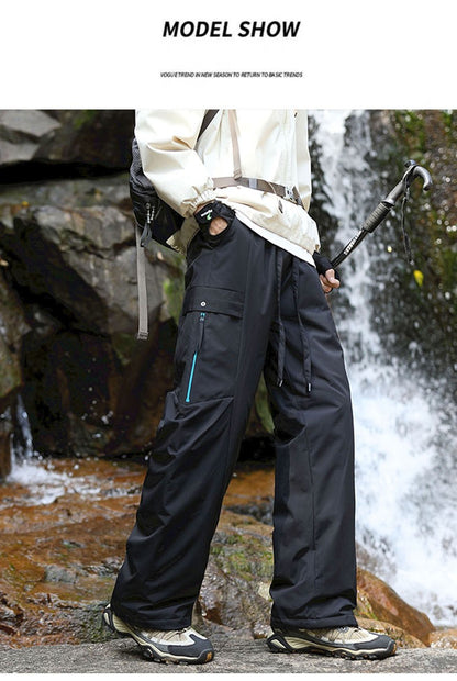 Calças de inverno masculinas para caminhada, impermeáveis, à prova de vento, calças de montanhismo, para manter aquecido, acampamento, trekking, esqui, calças com bolso com zíper