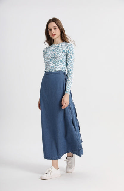 AS 2025 spring summer woman  linen one pieces  wrap skirts adjustable waist 2cm