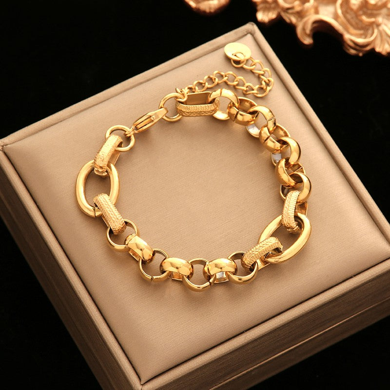 EILIECK 316L Aço Inoxidável Torcido Pulseira Bracelete Para Mulheres Tendência Banhado a Ouro 18K Corrente de Pulso Impermeável Joias Presente Festa