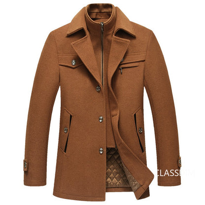 Men Winter Trench Coats Cashmere Wool Blends Man Winter Jackets Overcoats High Quality Male Business Casual Trench Coats 5XL