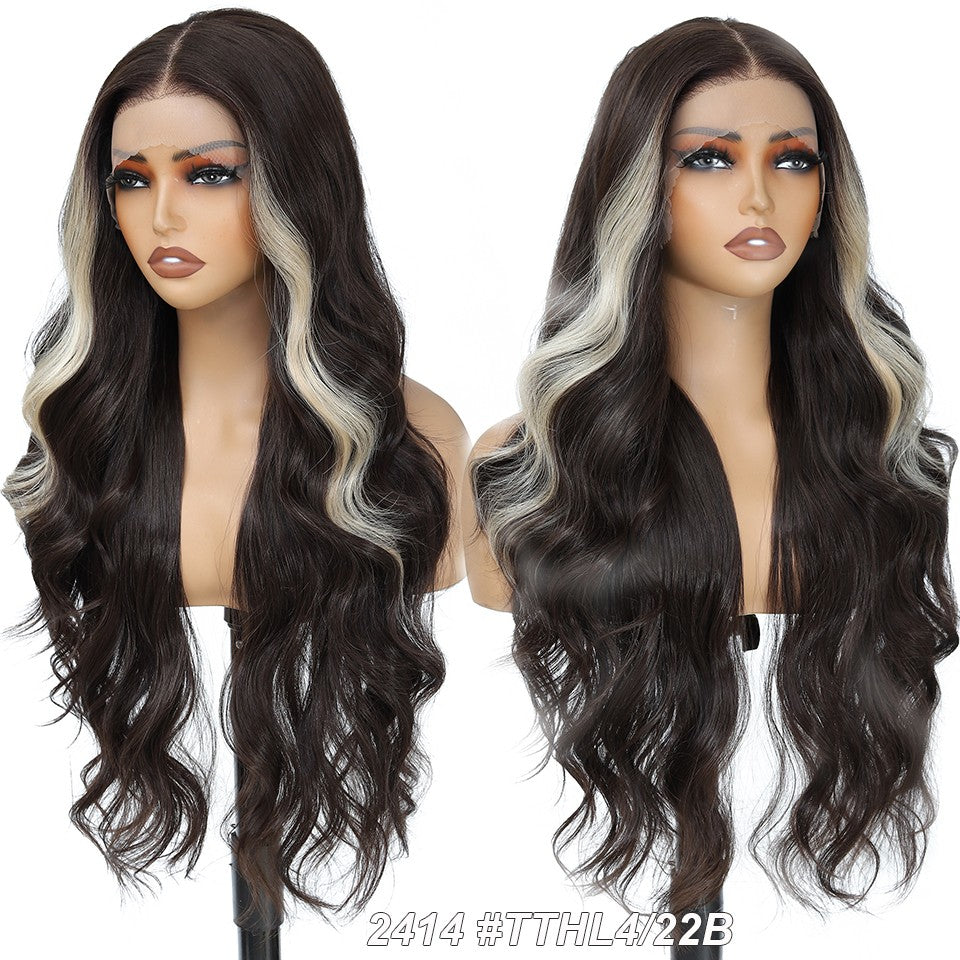 13X4 Lace Frontal Synthetic Body Wave Wigs Ombre Brown Heat Resistant Fiber Blond Swiss Transparent Lace Front Wigs For Women