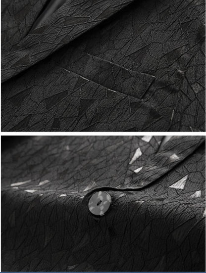 Classic Black Jacquard Suit Male Business Casual Coat Size 6XL-S Fashion Men Wedding Party Tuxedo Dress Blazers Slim Fit Tops