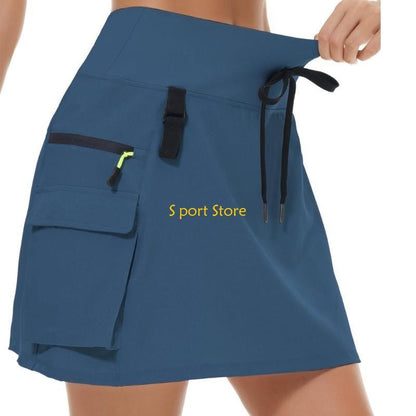 U2JB Fashion Workout Skirt Moisture Skort Elastic Waist Functional Pocket Design