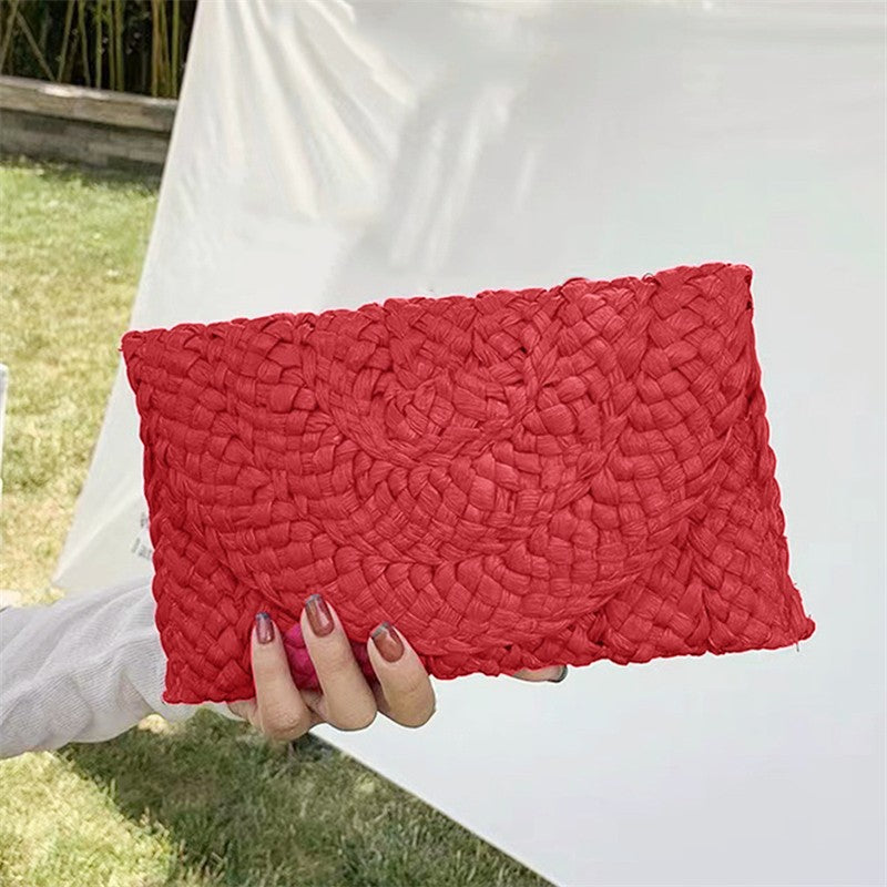 Yogodlns Corn Husk Weave Dinner Clutch Bag Women's Fashion Simple Straw Large Purse Woman Summer Casual Vacation Ladies Wallet