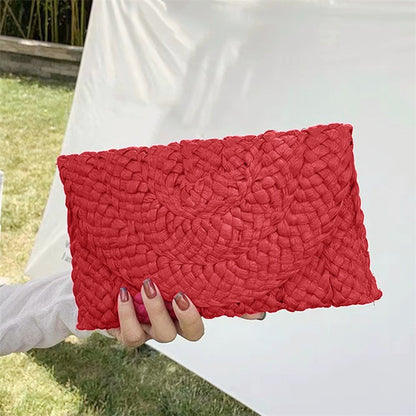 Yogodlns Corn Husk Weave Dinner Clutch Bag Women's Fashion Simple Straw Large Purse Woman Summer Casual Vacation Ladies Wallet