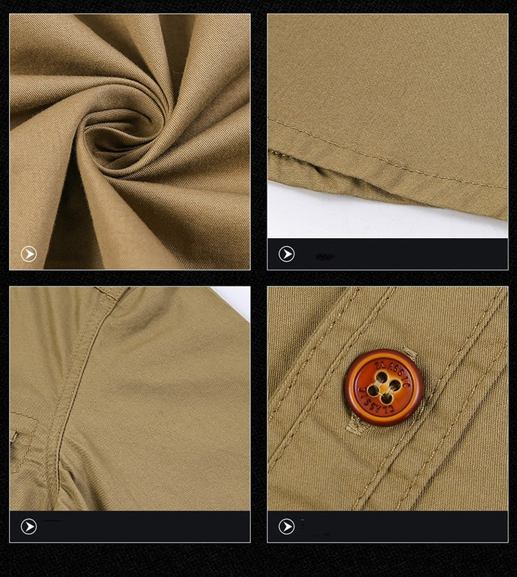 New Men's Casual Shirts Short Sleeve Pure Cotton Shirt Male Solid Oversized Military Cargo Shirts Men Clothing Shirt 5XL A2F168