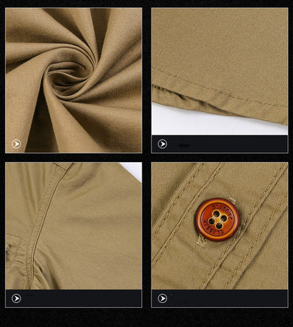 New Men's Casual Shirts Short Sleeve Pure Cotton Shirt Male Solid Oversized Military Cargo Shirts Men Clothing Shirt 5XL A2F168