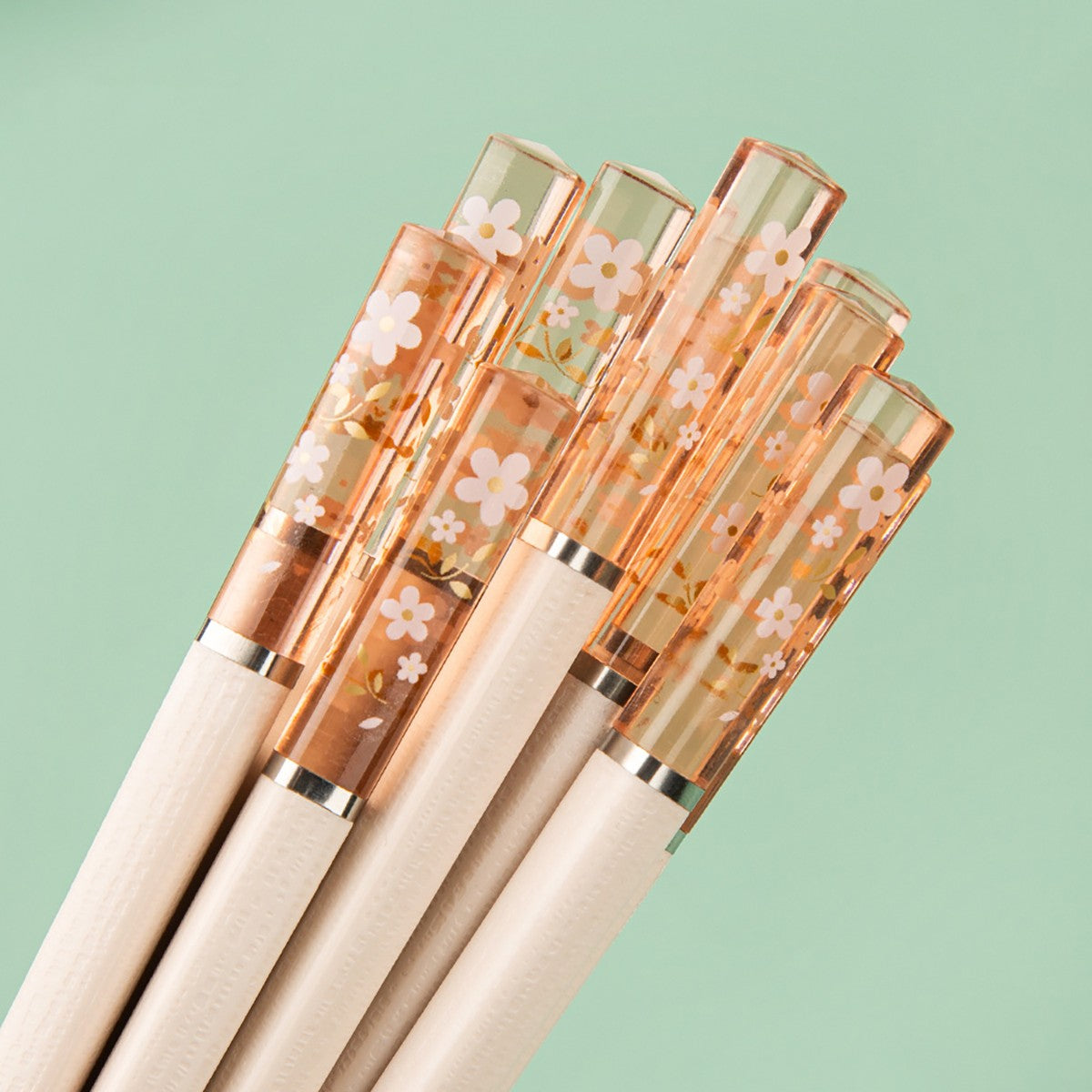 5 Pares de Hashis Sakura Âmbar Pétalas de Flor de Cerejeira Novo Padrão Antiderrapante Pauzinho de Sushi Hashis Ecológicos para Alimentos