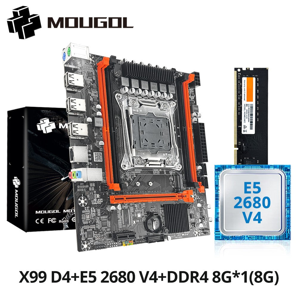 Placa-mãe gamer MOUGOL X99 Kit com Intel Xeon E5 2680 V4 e RAM DDR4 8Gx2 2133MHz ECC de canal duplo M.2 NVME para PC de mesa