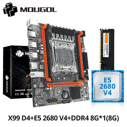 Kit Placa-mãe Gamer MOUGOL X99 com Intel Xeon E5 2680 V4 e Memória RAM DDR4 8Gx2 2133MHz ECC de Canal Duplo M.2 NVME para PC de Mesa