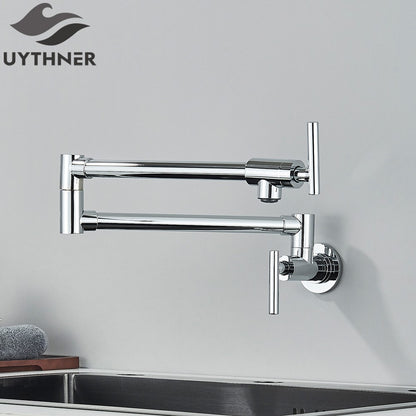 Brushed Gold Rotated Kitchen Sink Faucet Cold Water Tap Brass Basin Sink Swivel Faucets Wall Mounted Faucet