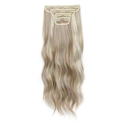Apliques de cabelo sintéticos ondulados loiros 27/613 de 61 cm (24 polegadas) com presilhas brancas, 4 peças/lote, 220g, fibra resistente ao calor