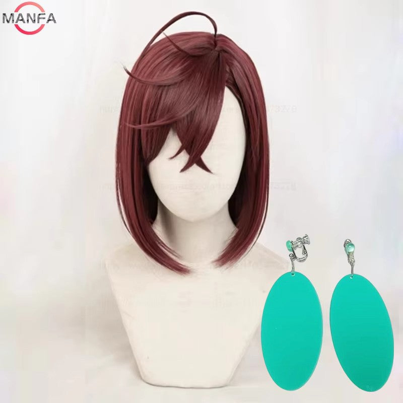 Momo Ayase Ekalun  Cosplay Wig Anime Dandadan Cosplay Short Brown Heat Resistant  Hair Anime Cosplay Wigs + Wig Cap