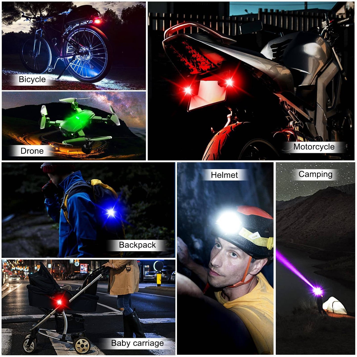 Motorcycle Lights Drone Strobe Light USB LED Anti-Collision Bike Aircraft Night Flying Mini Flashing Warning Signal Light