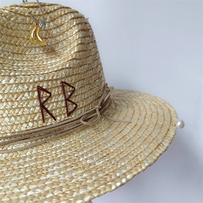 Chapéu de Palha Corrente Punk 2023 Novo Chapéu de Sol Acessórios Corrente Dourada Jazz Hip Hop Chapéu de Verão Estilo Punk Chapéu de Praia Chapéu de Igreja