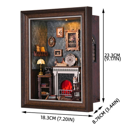 Kit Faça Você Mesmo "Cantinho do Livro" Livraria Cabine Telefônica Misteriosa, Casa de Bonecas de Madeira com Luz, Estante de Livros em Miniatura, Quebra-Cabeça 3D, Decoração para Presente