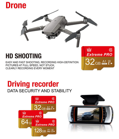 Cartão de Memória de Alta Resistência para Vigilância por Vídeo Cartão TF 256GB 128GB 64GB 32GB Mini Cartão SD Velocidade Máxima de até 100MB/s Cartão Flash para Celular