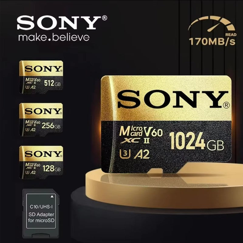 Cartão de Memória SONY TF 1TB Alta Velocidade Micro SD Card 1024GB 128GB 256GB 512GB A2 U3 V30 Cartões Flash SD TF Para Celular Xiaomi Computador