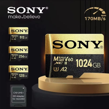 Cartão de Memória SONY TF 1TB Alta Velocidade Micro SD Card 1024GB 128GB 256GB 512GB A2 U3 V30 Cartões Flash SD TF Para Celular Xiaomi Computador