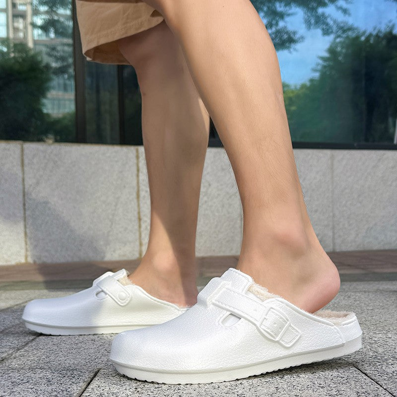 Men Plush Lined Outdoor Anti-slip Garden Shoes Warm Fuzzy Slippers For Women Winter New Cotton Slippers Fuzzy Home Slides