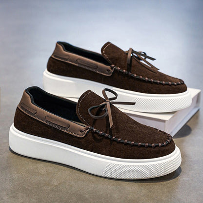 Designer Fashion British Style Flat Walking Shoes Casual Loafers Men Leather Shoes Luxury Dress Shoes Men Antiskid Driving Shoes