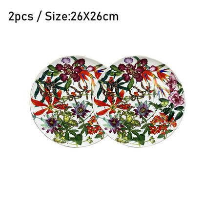 Conjunto de Mesa Elegante em Porcelana Fina Europeia Louça Ocidental Prato de Bife Prato Raso Prato de Dim Sum Faca Garfo Doméstico Prato de Bife