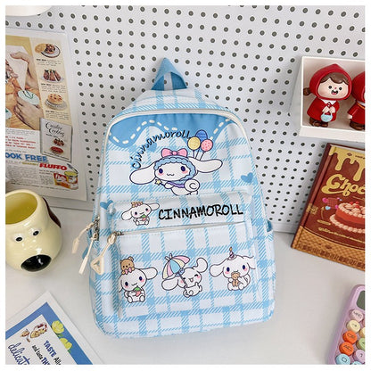 Mochilas Hello Kitty Kuromi Cinnamoroll com estampa de desenho animado fofo e leve para meninos e meninas do jardim de infância